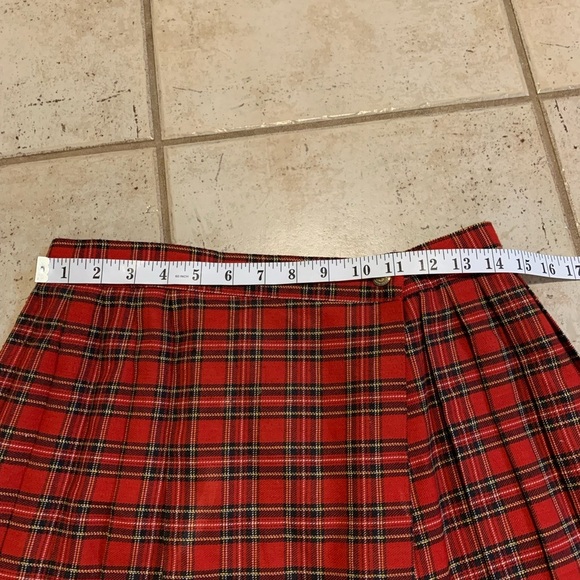Vintage 70s/80s Principles Red Plaid Pleated Midi Skirt Size 12 - Picture 3 of 8